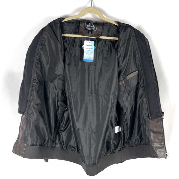 MagcoMsen Faux Leather Jacket Brown Layered Removable Hood Moto Sz XL Men's - Picture 12 of 13